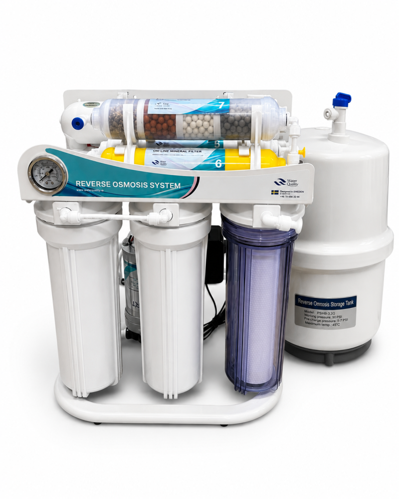 Sistem de filtrare apă prin osmoză inversă 7 trepte, AVI®, pompă 70 PSI, rezervor inclus, membrană 75 GPD, AVI-5480 [1]