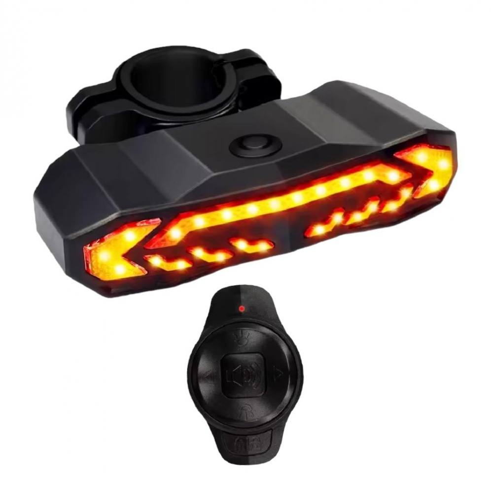 Stop bicicleta 5 in 1 cu semnalizare, lumina frana, alarma antifurt, stop, senzor franare, sonerie, comenzi wireless, reincarcare USB, waterproof, AVI-4355 [2]