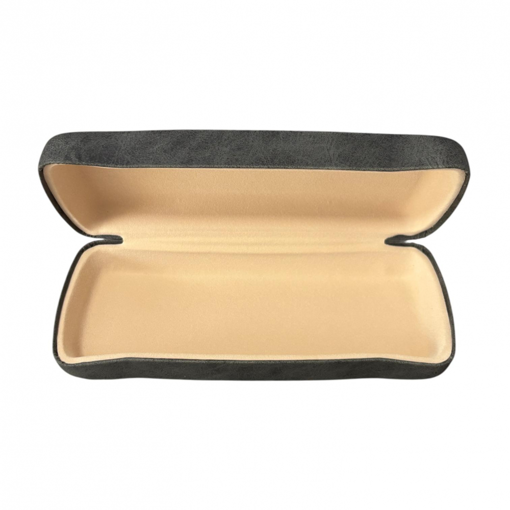 Toc etui pentru ochelari, 16 x 6.3 x 3.6 cm, exterior din piele ecologică netedă, negru antracit AVI-5199 [2]