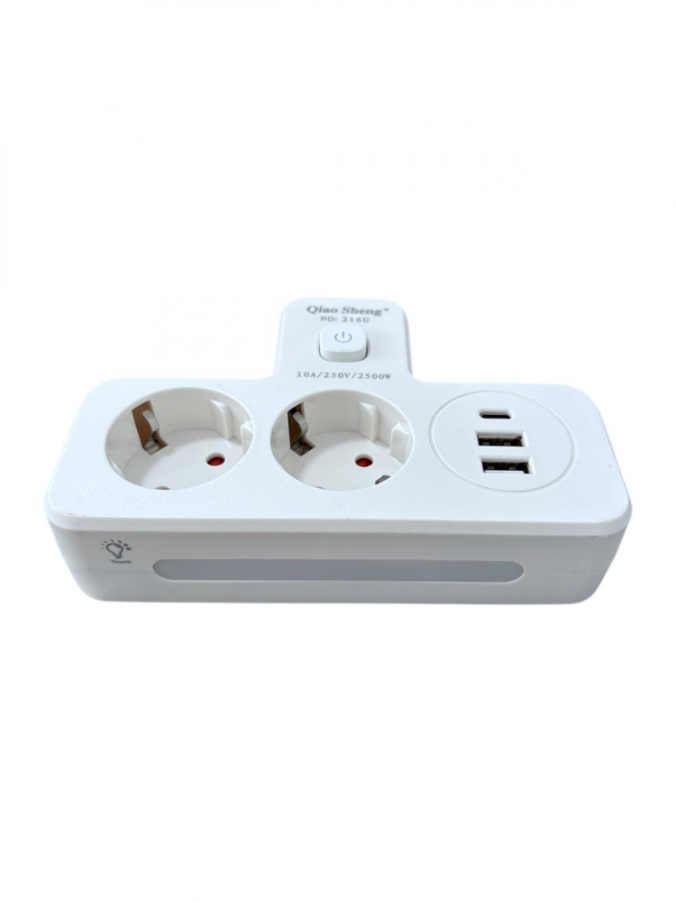 Triplu stecher 2500W, cu 2 prize, 2 x USB, 1 x USB-C fastcharge, 20w, cu intrerupator si iluminare LED, AVI-4800 [2]