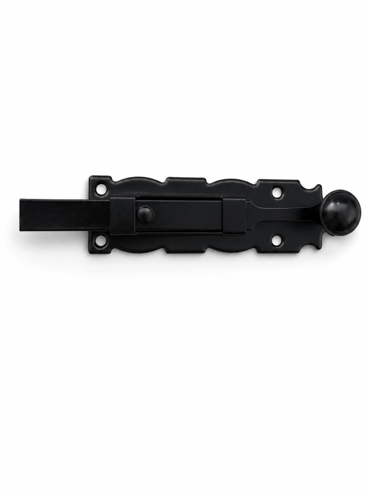 Zăvor culisant negru pentru poartă și ușă, AVI®, 6" / 15.5 cm, cu mâner de acționare, design decorativ, AVI-5273 [2]