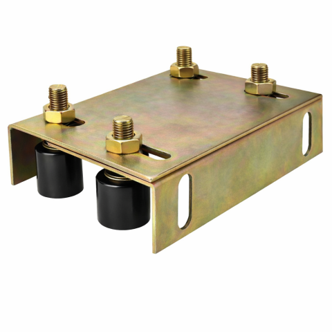 Materiale de constructii - Ansamblu ghidare poartă culisantă autoportantă, AVI®, 4 role Ø30 mm, reglabil, plăci tip L 20 x 10 cm, laterale 7 cm cu găuri prindere, AVI-5241