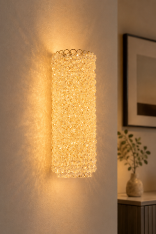 Aplice si plafoniere - Aplică de perete LED luxury cu mini-cristale, AVI®, cilindrică, 40 x Ø12 cm, configurație (8-24W) x 2, AVI-5548