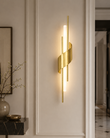 Aplică LED de perete pentru interior, AVI®, 60 cm, 4-7W, corp metalic auriu, 3 tipuri de lumină, AVI-5649 [1]