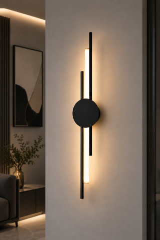 Aplică LED de perete pentru interior, AVI®, 60 cm, 4-7W, corp metalic negru, 3 tipuri de lumină, AVI-5651 [2]