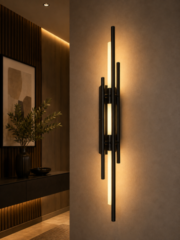 Casa - Aplică LED de perete pentru interior, AVI®, 60 cm, 7W, schelet metalic negru, 3 tipuri de lumină, AVI-5653