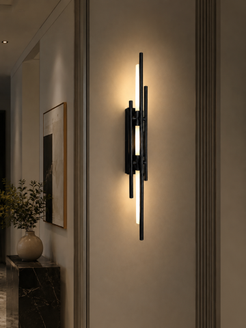 Aplică LED de perete pentru interior, AVI®, 60 cm, 7W, schelet metalic negru, 3 tipuri de lumină, AVI-5653 [1]