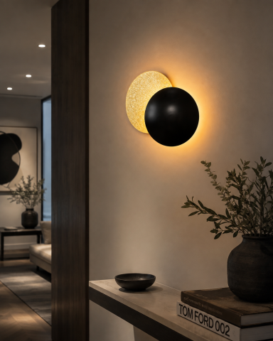 Aplică LED de perete pentru interior, AVI®, 60 cm, 8-12W, negru-auriu, full metal, ajustabilă, 3 tipuri de lumină, AVI-5623 [1]