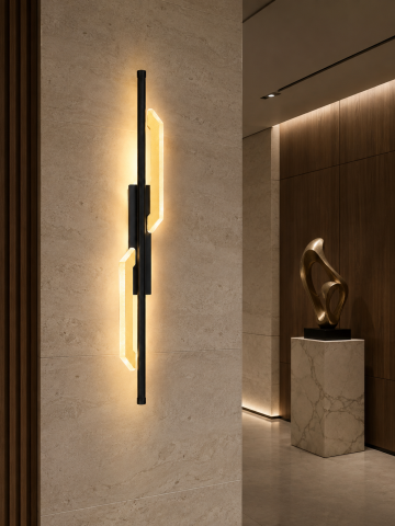 Aplică LED de perete pentru interior, AVI®, 60 cm, 8-24W, negru-auriu, detalii acrilice, AVI-5655 [2]