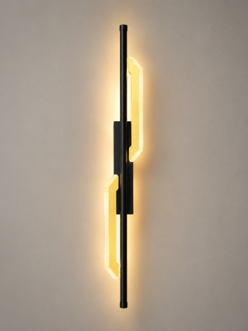 Aplice si plafoniere - Aplică LED de perete pentru interior, AVI®, 60 cm, 8-24W, negru-auriu, detalii acrilice, AVI-5655