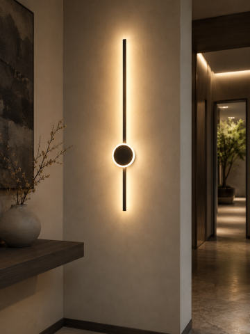 Casa - Aplică LED de perete pentru interior, AVI®, 80 cm, (8-27W) x 2, 3 tipuri de lumină, iluminare spre perete, cerc LED acrilic iluminat, AVI-5645