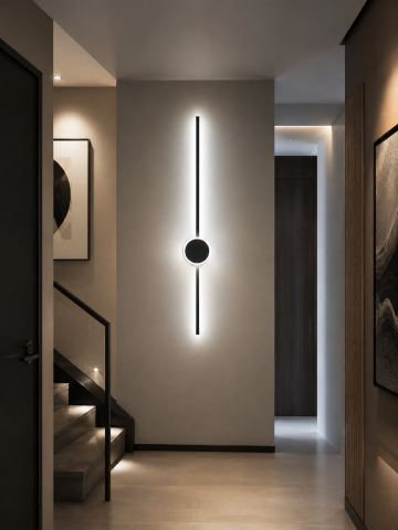 Aplică LED de perete pentru interior, AVI®, 80 cm, (8-27W) x 2, 3 tipuri de lumină, iluminare spre perete, cerc LED acrilic iluminat, AVI-5645 [1]
