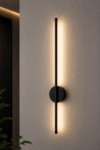 Aplică LED de perete pentru interior, AVI®, 80 cm, (8-27W) x 2, corp metalic negru, 3 tipuri de lumină, AVI-5646 [1]