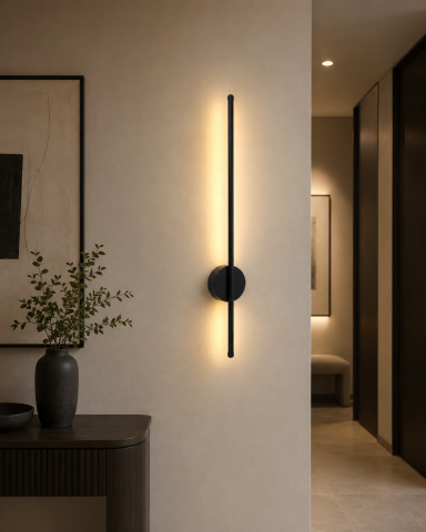 Aplică LED de perete pentru interior, AVI®, 80 cm, (8-27W) x 2, corp metalic negru, 3 tipuri de lumină, AVI-5646 [2]