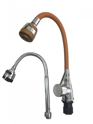 Bucatarie - Baterie bucatarie cu pipa flexibila maro, cap perlator cu doua functii, pipa cromata de rezerva cu perlator, AVI-33254