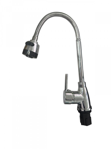 Baterie bucatarie cu pipa flexibila alba, cap perlator cu doua functii, pipa cromata de rezerva cu perlator, AVI-33252 [3]