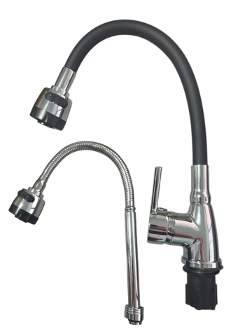 Baterie bucatarie cu pipa flexibila neagra, cap perlator cu doua functii, pipa cromata de rezerva cu perlator, AVI-33251 [2]