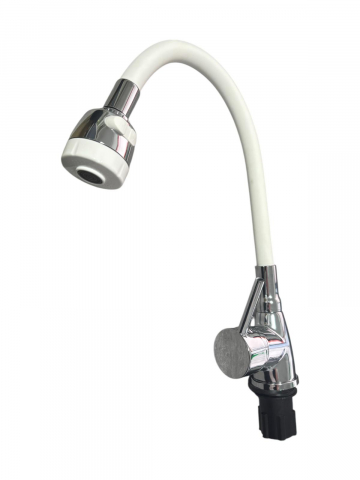 Baterie bucatarie cu pipa flexibila alba, cap perlator cu doua functii, pipa cromata de rezerva cu perlator, AVI-33252 [1]