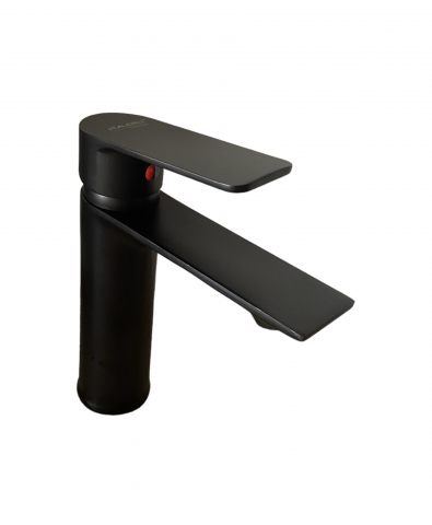 Baterii sanitare baie - Baterie chiuveta baie negru mat, H 19cm, TS-3676