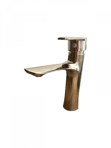 Baterii sanitare baie - Baterie chiuveta baie premium, H pipa 13.5cm, H total 18cm, L pipa 14cm, gri cromat, AVI-4457