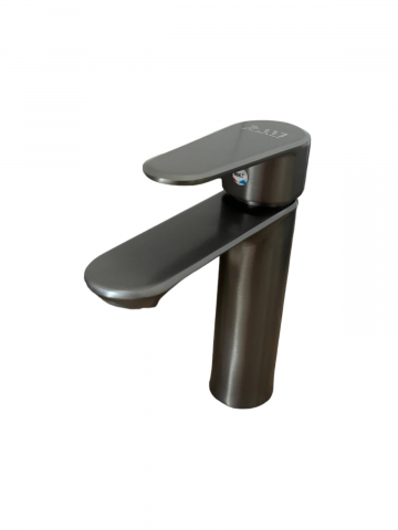 Baterii sanitare baie - Baterie chiuveta baie premium, H pipa 14cm, H total 17.5cm, L pipa 14cm, dark grey, AVI-4455