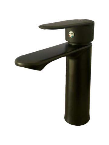 Baterii sanitare baie - Baterie chiuveta baie premium, H pipa 14cm, H total 17.5cm, L pipa 14cm, negru mat, AVI-4454