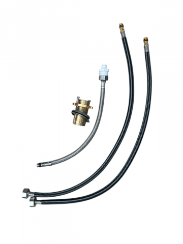 Baterie de bucatarie cu 3 cai, cu iesire pentru apa filtrata, pipa flexibila, pivotanta 360°, H 52cm, 1500g, gri AVI-4841 [5]