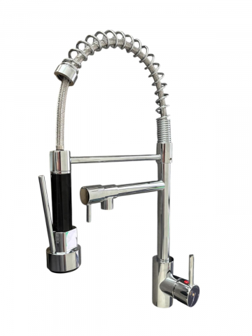 Baterii sanitare bucatarie - Baterie de bucatarie, pipa cu dus flexibil, pipa suplimentara, pivotanta 360°, H 48cm, 1700g, crom, AVI-4839
