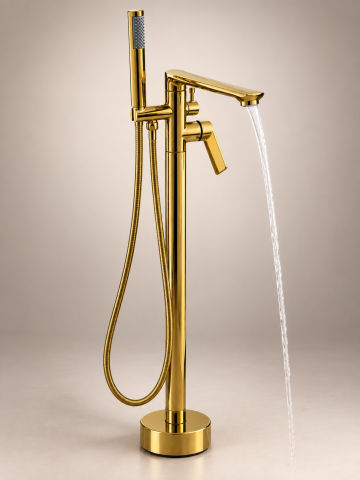 Baterii sanitare baie - Baterie freestanding pentru baie, AVI®, H total 90 cm, țeavă Ø42 mm, metal, auriu, AVI-5858
