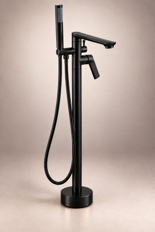 Casa - Baterie freestanding pentru baie, AVI®, H total 90 cm, țeavă Ø42 mm, metal, negru, AVI-5857