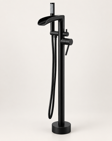 Baterie freestanding pentru baie, AVI®, H total 95 cm, țeavă Ø42 mm, metal, negru, AVI-5893 [1]