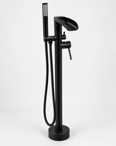 Baterie freestanding pentru baie, AVI®, H total 95 cm, țeavă Ø42 mm, metal, negru, AVI-5893 [3]