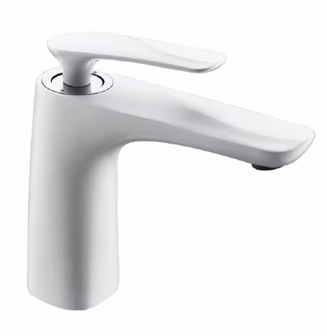 Baterii sanitare baie - Baterie premium inaltime pipa 13 cm pentru lavoar, chiuveta baie, alba, 850 grame, AVI-4123