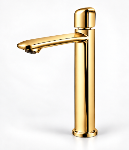 Baterii sanitare baie - Baterie sanitară înaltă pentru baie, AVI®, auriu, H pipă 26,5 cm, H total 32 cm, pentru lavoar tip bol, AVI-5743