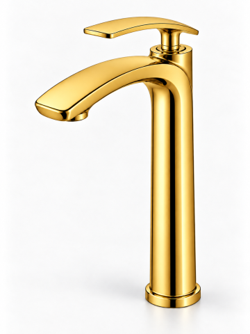 Baterii sanitare baie - Baterie sanitară înaltă pentru baie, AVI®, auriu, H pipă 30 cm, H total 33 cm, pentru lavoar tip bol, AVI-5733
