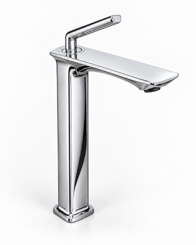 Baterii sanitare baie - Baterie sanitară înaltă pentru baie, AVI®, cromată, H pipă 29 cm, H total 33 cm, pentru lavoar tip bol pe blat, cu racorduri incluse, AVI-5721