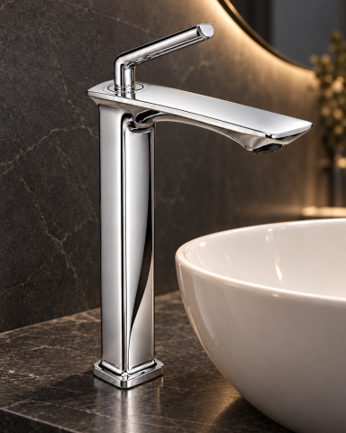 Baterie sanitară înaltă pentru baie, AVI®, cromată, H pipă 29 cm, H total 33 cm, pentru lavoar tip bol pe blat, cu racorduri incluse, AVI-5721 [2]