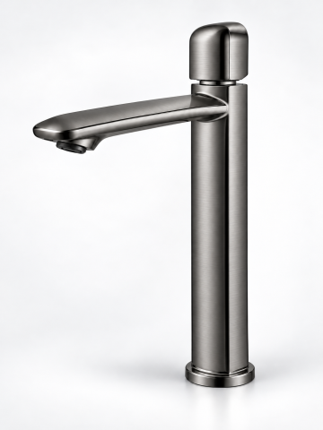 Baterii sanitare baie - Baterie sanitară înaltă pentru baie, AVI®, gri grafit satinat, H pipă 26,5 cm, H total 32 cm, pentru lavoar tip bol, AVI-5744