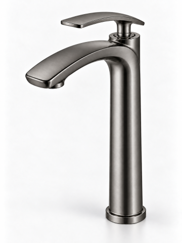 Baterii sanitare baie - Baterie sanitară înaltă pentru baie, AVI®, gri grafit satinat, H pipă 30 cm, H total 33 cm, pentru lavoar tip bol, AVI-5734
