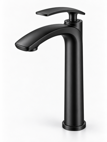 Baterii sanitare baie - Baterie sanitară înaltă pentru baie, AVI®, negru mat, H pipă 30 cm, H total 33 cm, pentru lavoar tip bol, AVI-5732