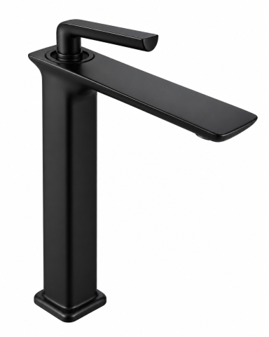 Baterii sanitare baie - Baterie sanitară înaltă pentru baie, AVI®, negru mat, H total 33 cm, H până la partea superioară a pipei 29 cm, pentru lavoar tip bol, AVI-5722