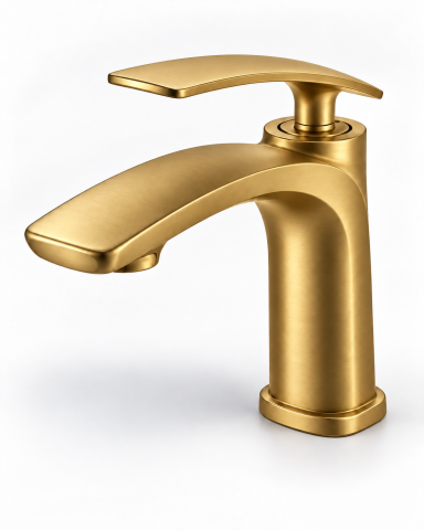 Baie - Baterie sanitară pentru baie, AVI®, auriu periat, H pipă 18 cm, H total 20 cm, AVI-5730