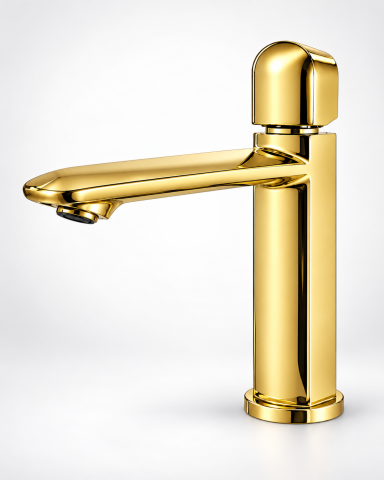 Baterii sanitare baie - Baterie sanitară pentru baie, AVI®, auriu, H pipă 15,5 cm, H total 21 cm, AVI-5738