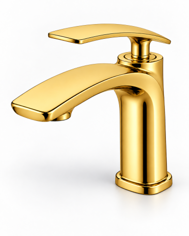Baterii sanitare baie - Baterie sanitară pentru baie, AVI®, auriu, H pipă 18 cm, H total 20 cm, AVI-5728