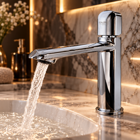 Baterie sanitară pentru baie, AVI®, cromată, H pipă 15,5 cm, H total 21 cm, AVI-5736 [5]