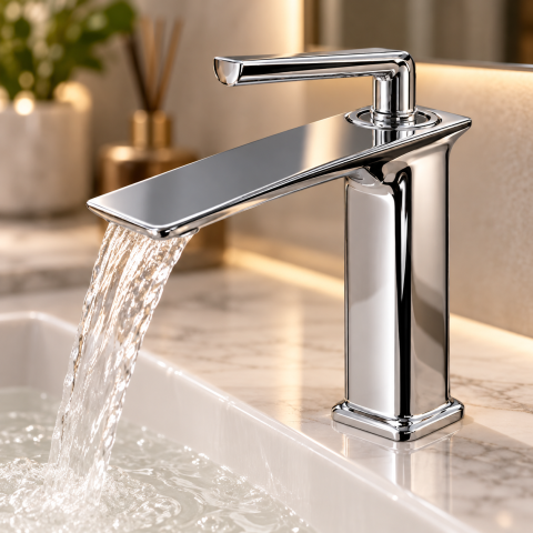 Baterie sanitară pentru baie, AVI®, cromată, H pipă 16 cm, H total 21 cm, cu racorduri incluse, AVI-5716 [2]