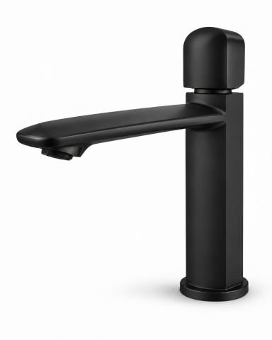 Baterii sanitare baie - Baterie sanitară pentru baie, AVI®, negru mat, H pipă 15,5 cm, H total 21 cm, lungime pipă 17,5 cm, AVI-5737