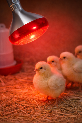 Becuri - Bec incubator pui, AVI®, E27, 150W, lumină roșie infraroșu, durată 6000 ore, AVI-5390