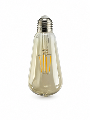 Casa - Bec LED decorativ ST64, AVI®, 4W, E27, lumină caldă 2700K, sticlă amber, filament LED, AVI-5413