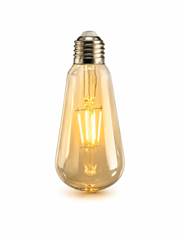Bec LED decorativ ST64, AVI®, 4W, E27, lumină caldă 2700K, sticlă amber, filament LED, AVI-5413 [1]